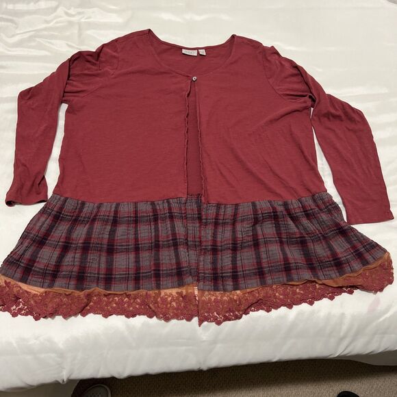 LOGO by Lori Goldstein Jackets & Blazers - LOGO Lori Goldstein Boho Peasant Blazer Sz 1X Lace Embroidered Cottage Loose